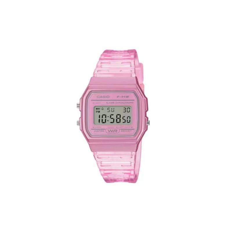 

CASIO Customized watch modified series life waterproof F-91WS-4 modified-romantic sound wave Quartz resin strap same style fo F-91WS-4 розовый