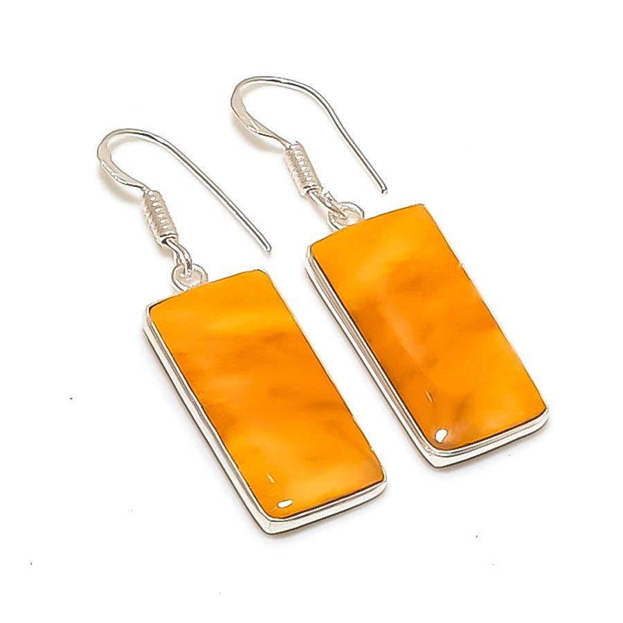 Натуральный Малигановый Яшмовый Камень Серьги из Серебра 925 пробы 1,73  AE-11989