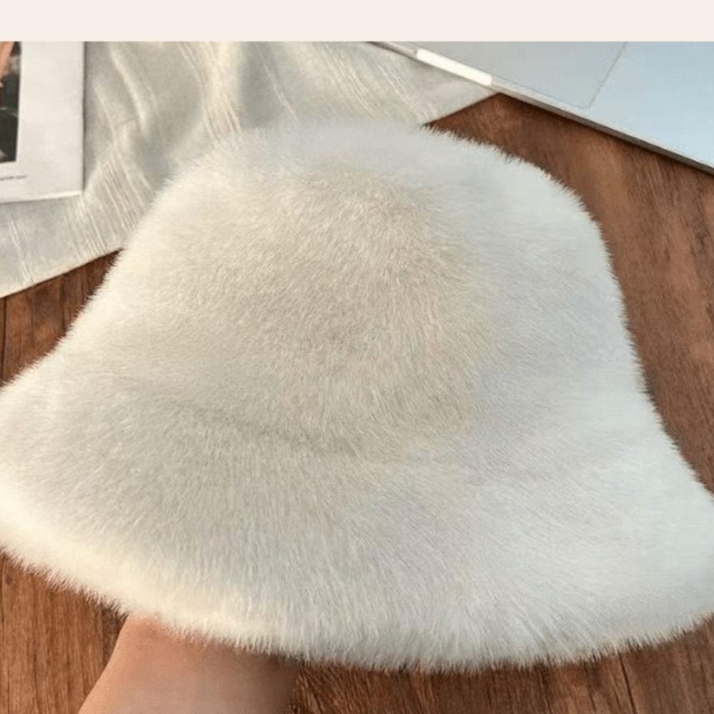1 Fluffy Fur Fisherman Hat for Women Winter Plush Ear Protection Cap Windproof Warm Bucket Hat for Outdoor Cycling Hiking Travel
