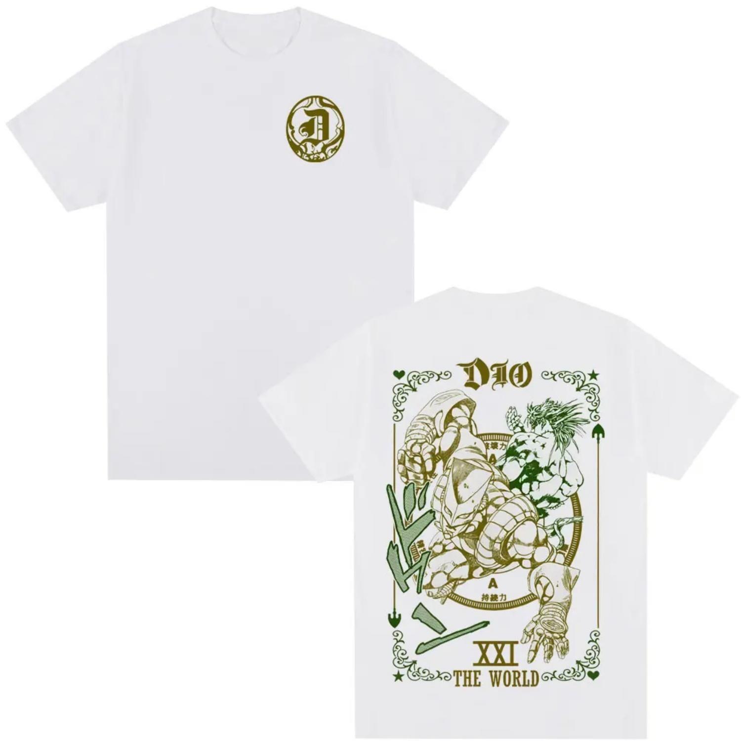 

2026 Anime Jojo Bizarre Adventure T-shirt Dio Brando Jotaro Kujo Manga Graphic Parent-child T-shirts Men Women Cotton T Shirts S чёрный