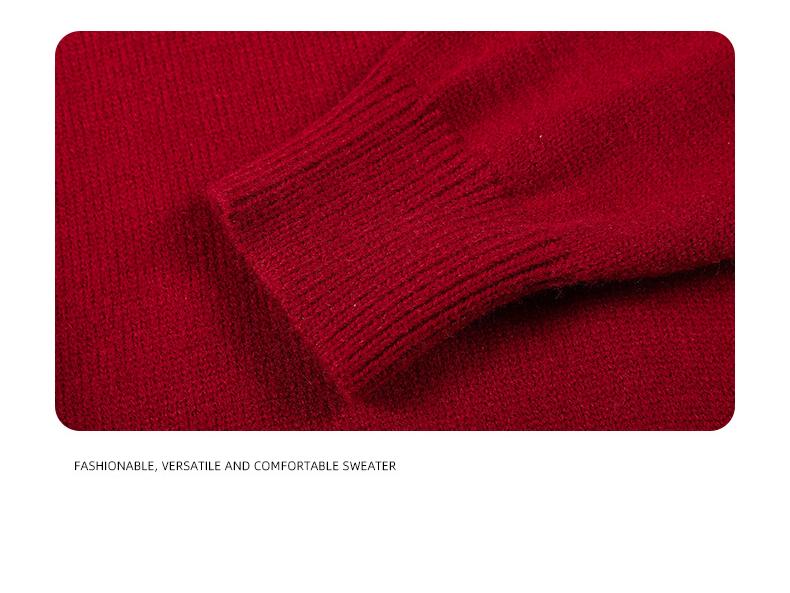 2026 Unisex Red New Year Sweater: Trendy Casual Knitwear with Round Neck for Couples
