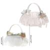 Delicate Wedding Flower Girl Basket with Lace Flowers Roses Ig Popular for Party