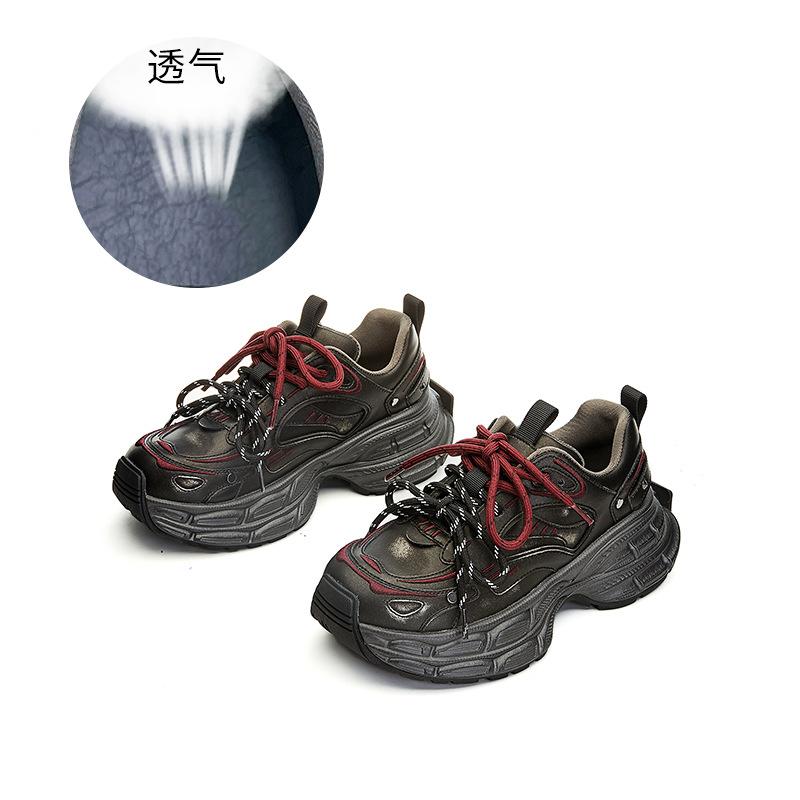 

Туфли женские на присосках из кожи с подошвой из искусственной кожи 2025 года, весна, новые, толстые, с увеличенной подошвой, женские туфли в стиле ретро, повседневные, универсальные, спортивные туфли 35