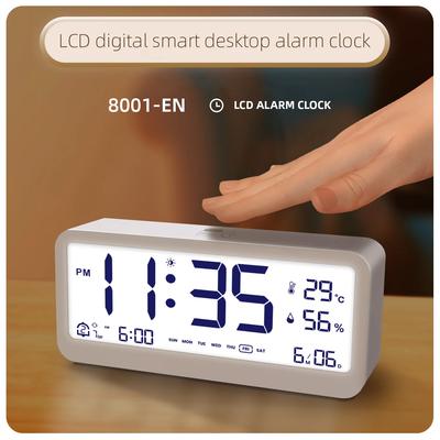 Multifunktionale Digitalkuhr LED Helligkeit Einstellbar Temperatur Luftfeuchtigkeit Anzeige Wecker mit Dual-Modi