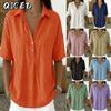 Women's Fashion Casual Solid Color Print 1/2 Sleeves POLO Neck Blouses & Shirts