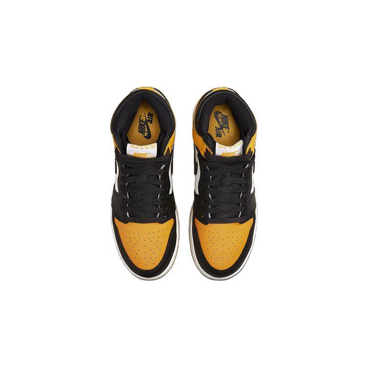 Air Jordan 1 Retro High OG GS Yellow Toe Kids Sneakers Taxi Black Sail 575441-711