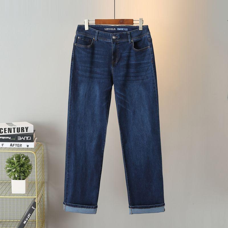 

150.00kg European Version High Waist Pants Oversize Women s Clothing Dark Blue (Straight-leg) 18(190-210-kg)
