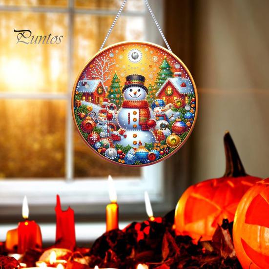 Vánoční přívěsek z drahokamu Závěsný Santa Sněhulák Ozdoba na strom DIY Oboustranné umění z drahokamu na stěnu Dveře Okno Dekorace krbu