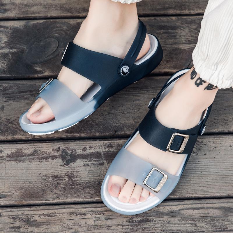 Men's Large Size Summer Hole Shoes Open-toed Platform Baotou Half Slippers Outdoor Beach Sandals Large Size