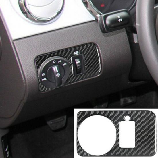 For Ford Mustang 2005-09 Carbon Fiber Interior Headlight Switch Panel Cover Trim
