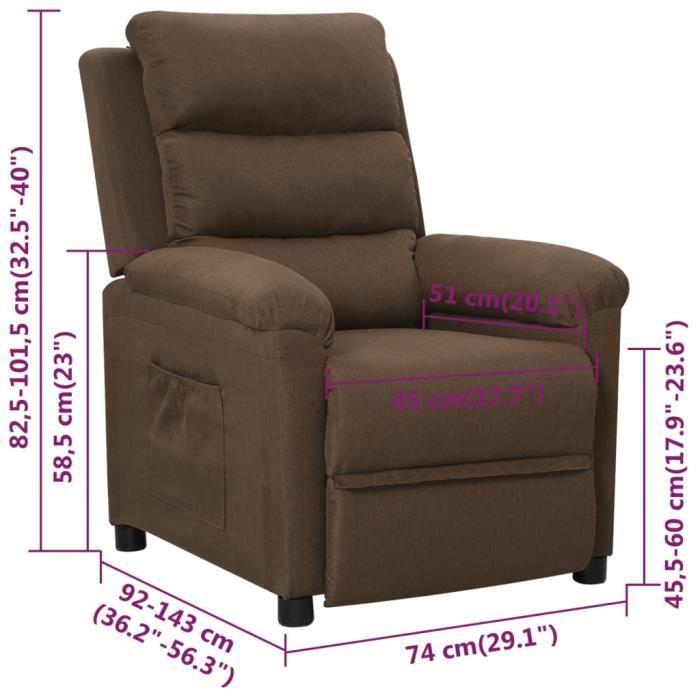VidaXL Fauteuil inclinable Marron Tissu 342343