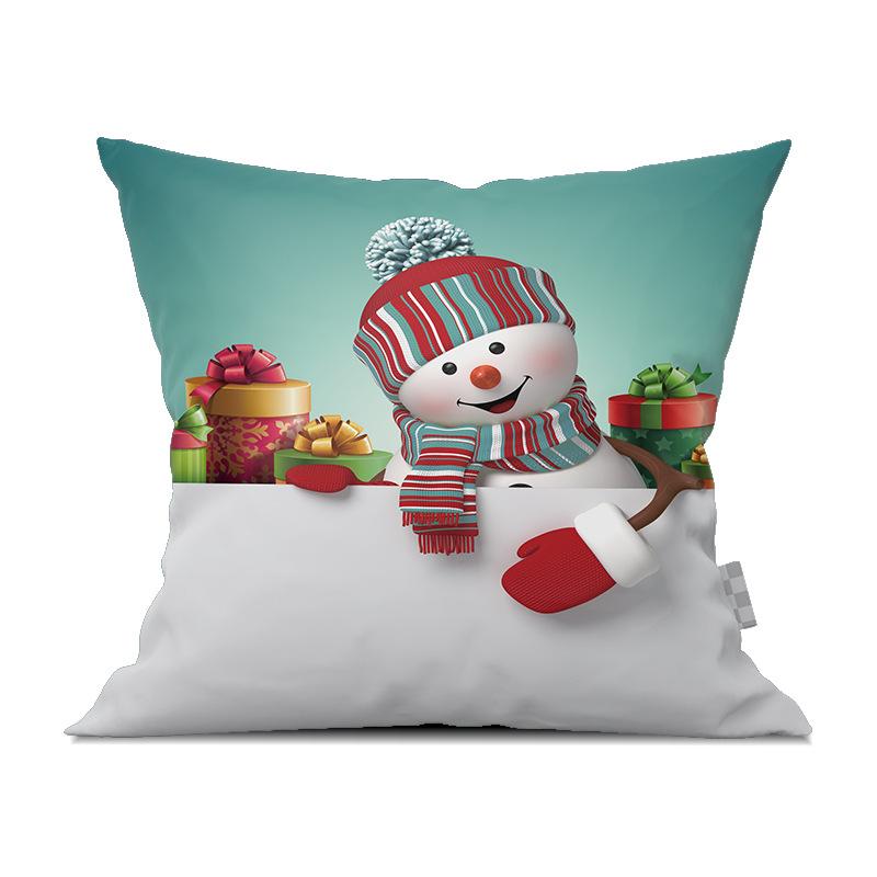 Cute Cartoon Snowman Santa Claus Printed Pattern Cushion Cover for Home Living Room Sofa Bedroom Decoration Pillowcase