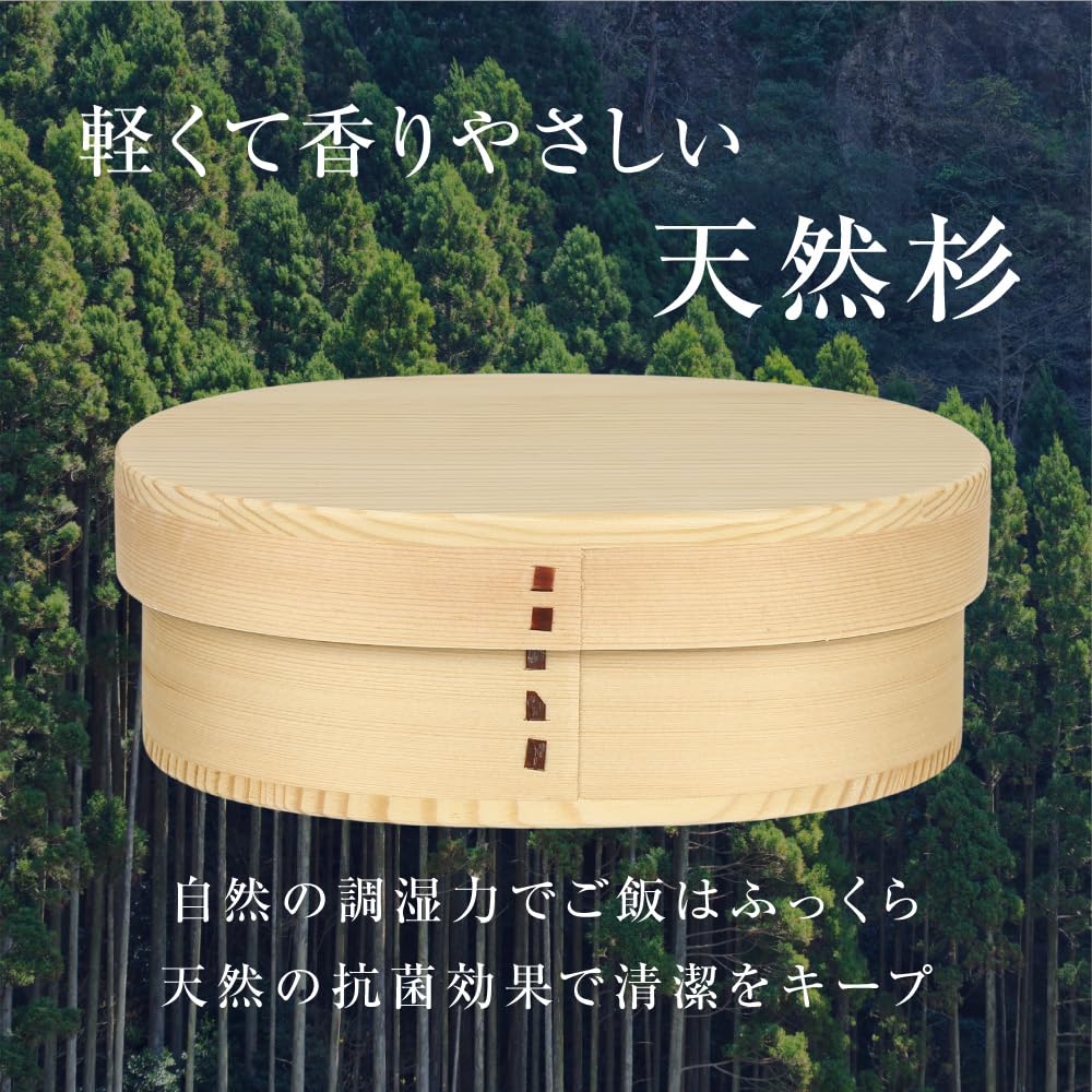 Gokusho Magewappa Lunch Box, Large (900ml), Made in Japan, Natural Cedar, Round, Single Tier