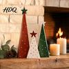 Small Christmas Tree Decor 3Pcs Wooden Ornament Polka Dot Cone with Gift Table Decorations Star Topper Rustic Farmhouse Holiday Centerpiece