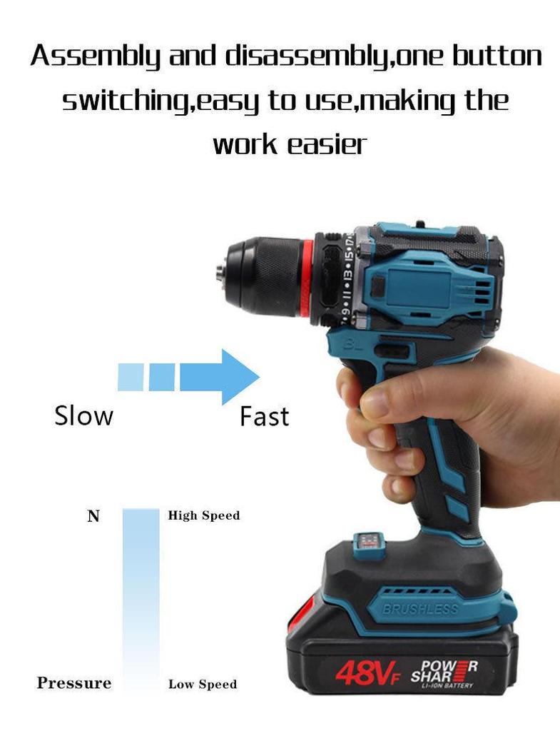 21V Dual-Speed Handheld Electric Drill with 10MM Lithium Battery & Bit Set