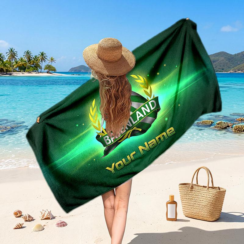 Hammarby Custom Beach Towel, Personalized Name Text Print, Football Logo Soft Quick‑Dry Towel Holiday Gift