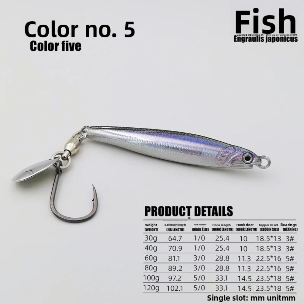 

40g Weight eal Fish Biomimetic Lure Metal Material 60g Weight Fishing Spoon Bait Hairtail Pattern Biomimetic Design 40g
