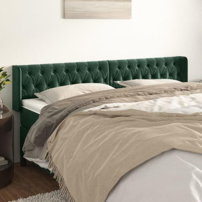 VidaXL Tête de lit avec oreilles Vert foncé 203x16x78-88 cm Velours3119173
