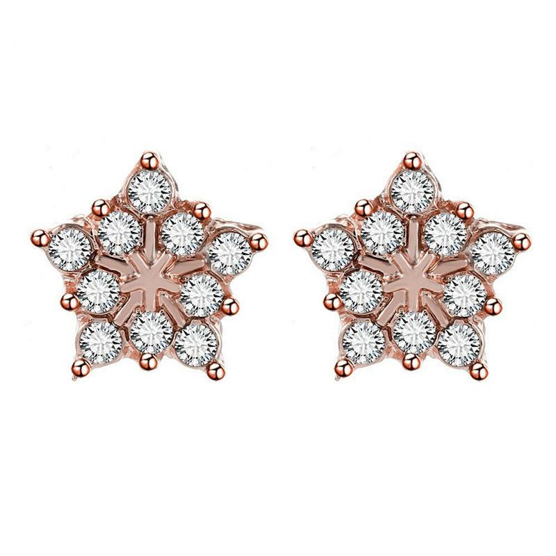 European & American Crystal Snowflake & Star Stud Earrings for Women - Cute & Simple Christmas Jewelry