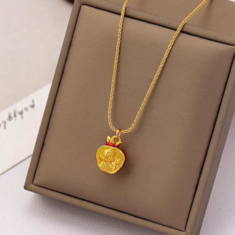 Snow White Golden Apple Charm Necklace - Christmas Eve Gift for Her