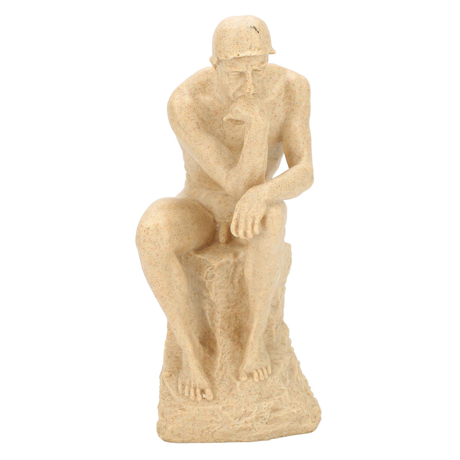 

Thinking Man Figurine 9.8 Inch Resin Innovative Thinker Statue Ornament for Home and Office серебряный