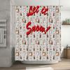 Let It Snow Shower Curtain Christmas Decor Bathroom Liner with Festive Snowman Dogs Design 72 X 84 Inches Waterproof Fabric Home