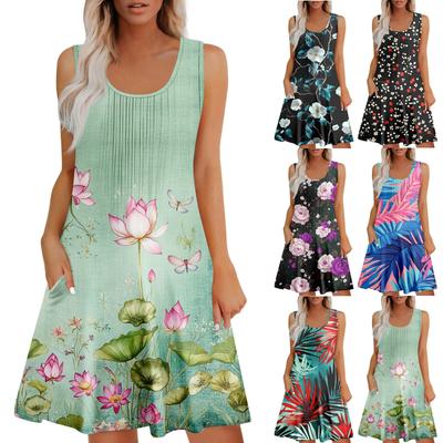 Damska swobodna sukienka letnia z kieszeniami, letnia sukienka plażowa boho, świąteczna dla kobiet, sukienki typu tank
