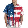 Men's Casual Stylish Flag Letter Print Shirt - Men's Lapel Short-sleeved Button-up Shirt