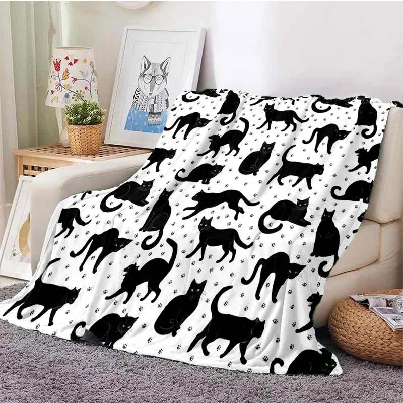Cute Cat Series Printed Blanket for Sofa Bed Travel Camping Living Room Office Conditioning Blanket for All Seasons Gifts
