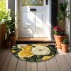 1 Stück Gelb Weiß Rose Halbkreis Willkommen Fußmatte Rutschfest für Außenbereich Terrasse Veranda Küche Badezimmer Eingangsbereich Bodenmatte