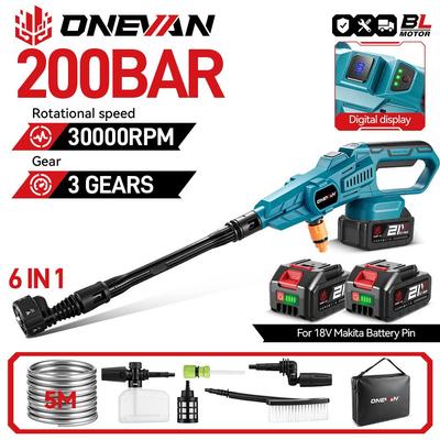 200Bar Brushless Electric High Pressure Washer Car Wash Water Gun Garden Irrigation Tool for Makita 18V Battery
