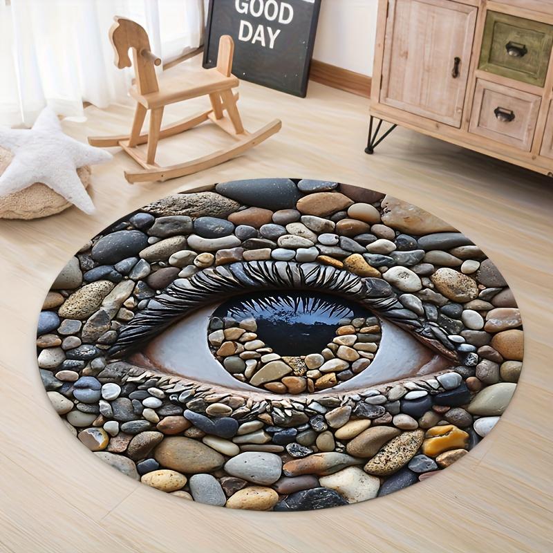 

Flannel Printed Round Rug With Stone Eye Design For Home Decor Soft Floor Mat Artistic Optical Illusion Theme Modern Interior 60CM(23.6inch)
