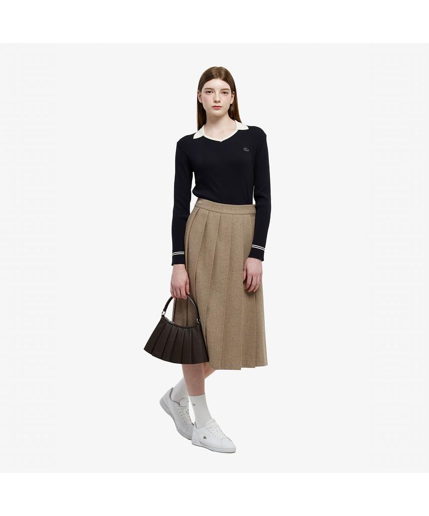 Lacoste Women'S Wool Pleated Midi Skirt Jf427E-55N Dpc