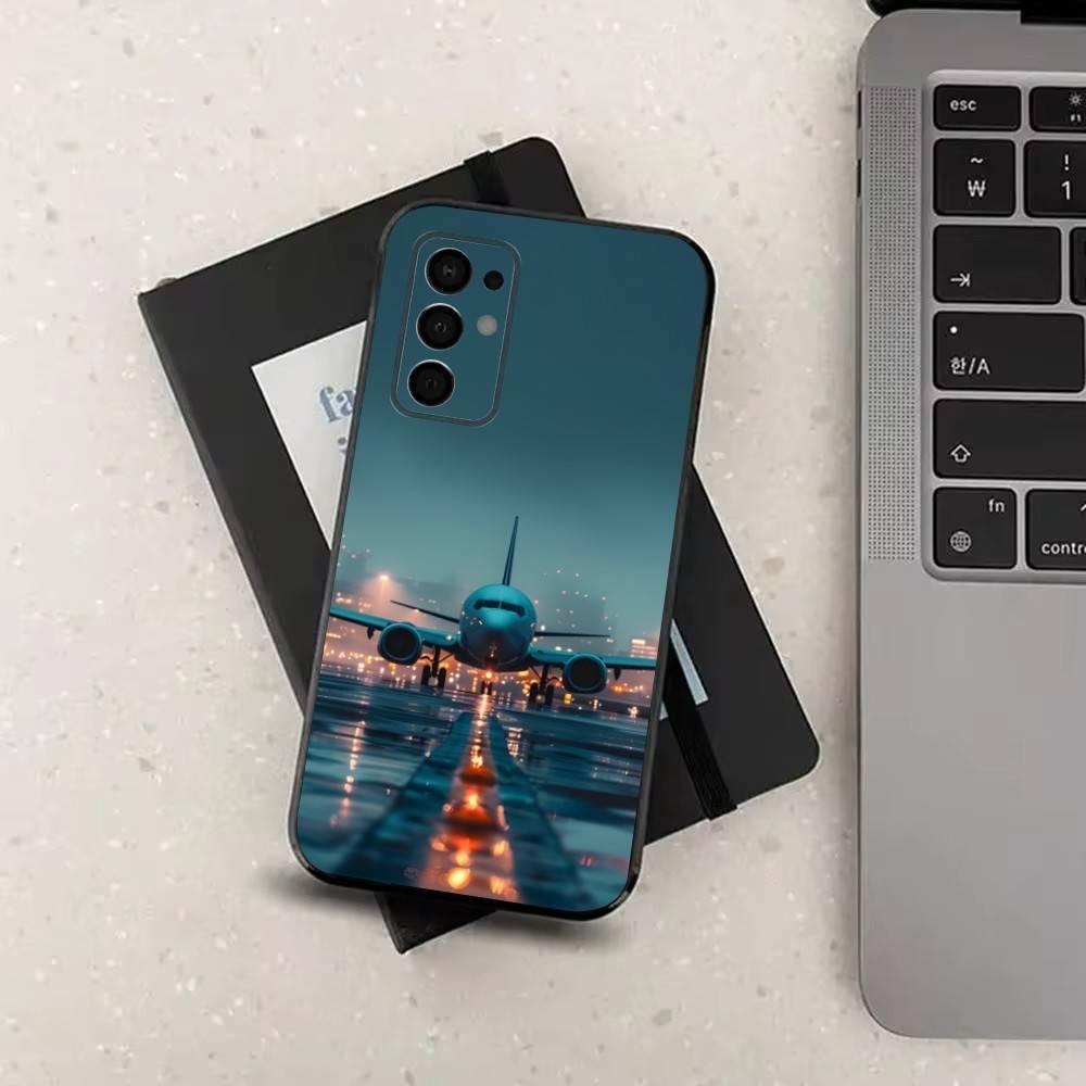 Plane Art Airplane Case For Samsung Galaxy A73,52,71,53,32,72,41,J7,22,Note,31,8,9,Soft Black Silicone Cover