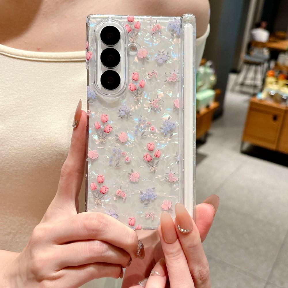 Floral Pattern For Samsung Galaxy Z Fold 7 6 5G Phone Case Magnetic Hinge Bracelet Protective PC Hard Shell (Only Back Cover)