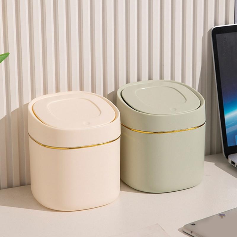 Durable Plastic Mini Waste Bin With Press Lid Design For Odor Prevention And Space Saving for Home Office Setting