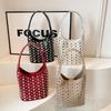 Minimalist Dot Stud Bucket Bag Women PU Leather Handbag With Magnetic Daily Use