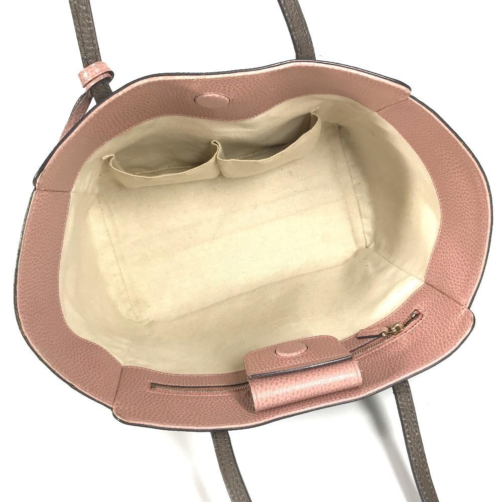 GUCCI 354408 Bicolor Logo swing Bag Tote Bag Shoulder Bag Leather gray/pink