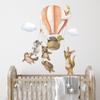 Cute Cartoon Animal Friends in Hot Air Balloon Wall Stickers, Self-Adhesive Adventure Decor for Kids Room Living Room Bedroom Decoration