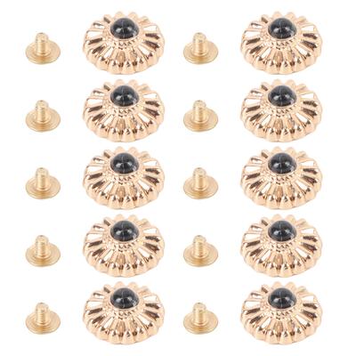 10 Adet Vidalı Arka Düğme 16.5mm Altın Çiçek Siyah Turkuaz Vidalı Düğme 4.5mm Vidalar ile Çanta için