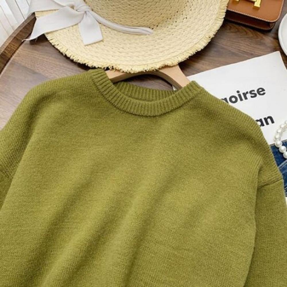 Navava Long Sleeve Knit Round Neck Simple Daily Nk2683