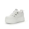 100% Genuine Leather Women White Shoes Fashion Sneakers Ladies Shoes Casual Soft Breathable Height Increasing Shoes 9cm