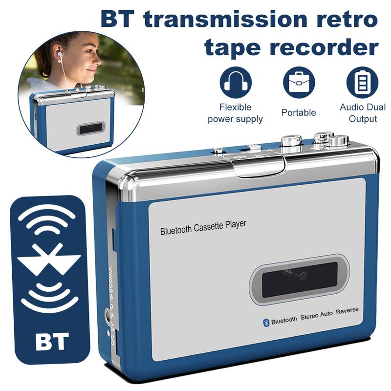 Nešiojamas retro kasetinis muzikos grotuvas asmeninis Walkman kasetės palaikymas 3,5 mm ausinės belaidis Bluetooth kasetinis grotuvas siųstuvas