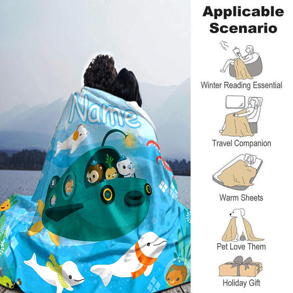Customiz Name Personality Octonauts Blanket Soft &Warm Sofa Office Bed Travel Lunch Break Blanket, Gift Suitable All Seasons