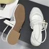 Eilyken Summer Crystal Square Low Heels Buckle Strap Woman Sandals Elegant Cosy Breathable Holes Mesh Banquet Shoes