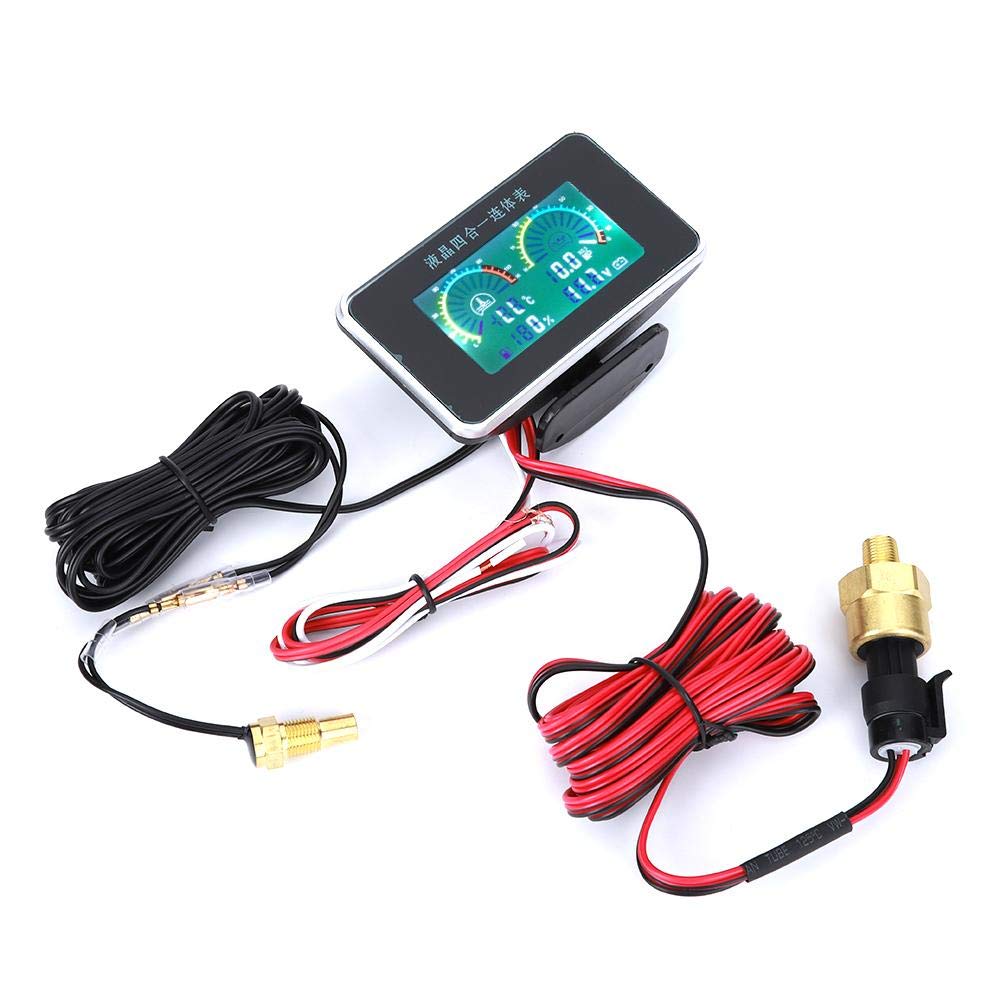 LCD Digital Display Oil Pressure Meter, Anti-shaked Car Voltmeter, for Measuring Engine Performances Measuring Water Temperature