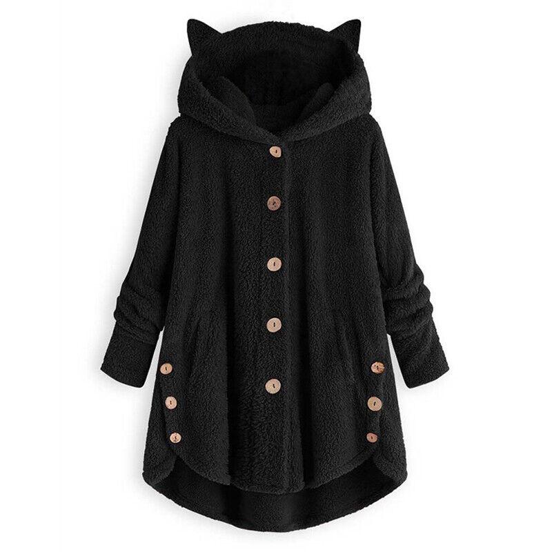 Cozy Cat Ear Women's Winter Warm Fleece Hoodie Hooded Coat For Casual Comfort