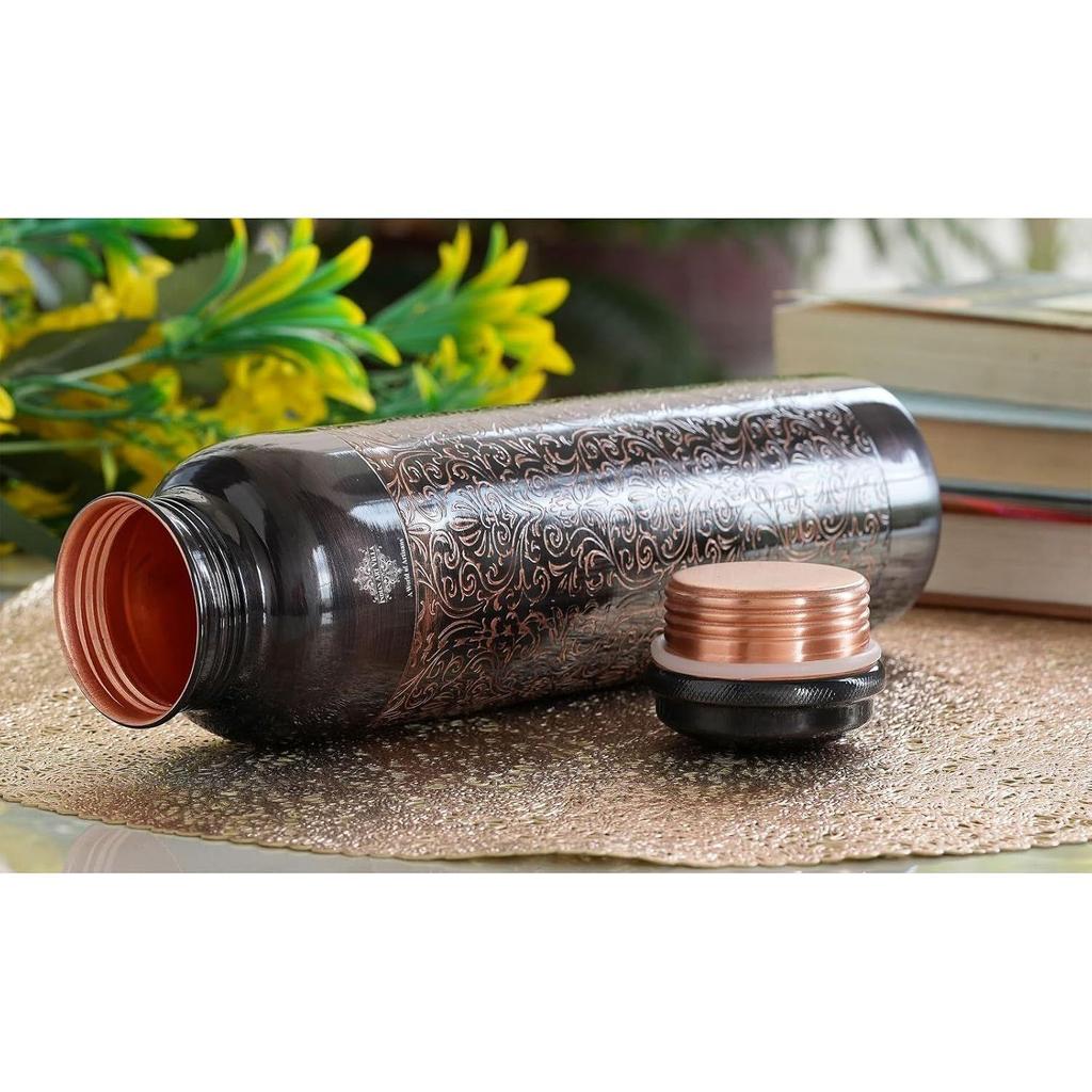 Antique Dark Embossed Design, 900 ML – Drinkware with Ayurvedic Benefits – Ideal for Daily Use, Travel, Gifting, and Home Décor, Set of 1