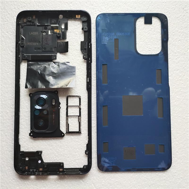 Full Housing For Xiaomi Redmi Note 10S Back Battery Cover Rear Middle Frame + Volume Button + Camera Glass + Sim Tray