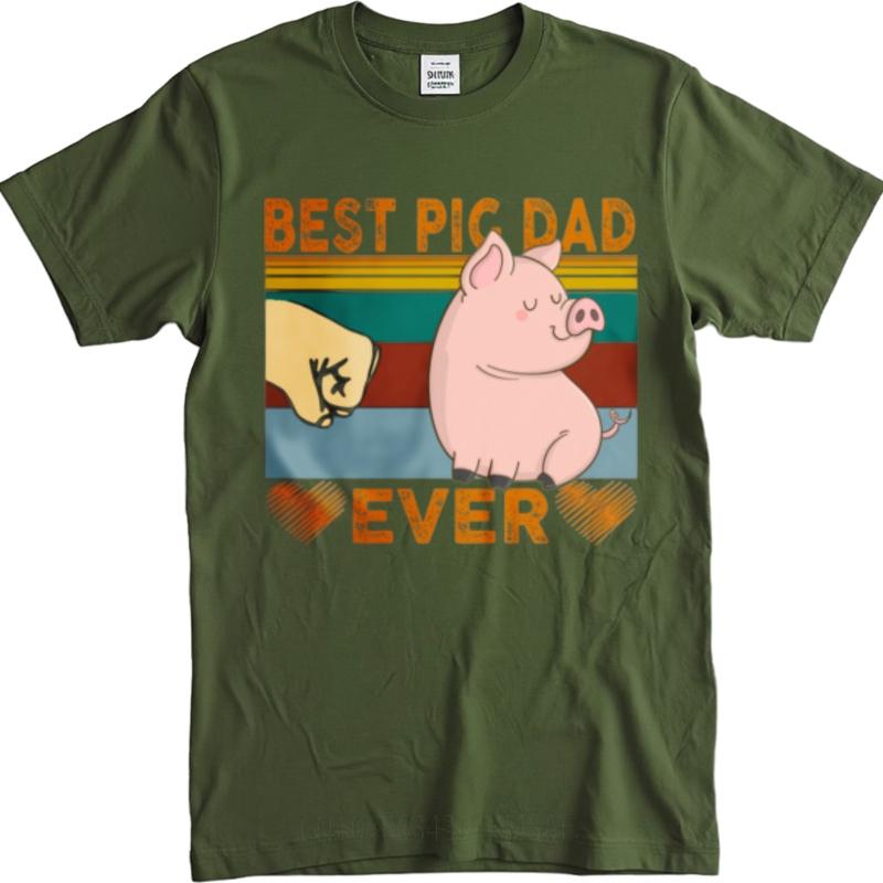 

New Arrived For him summer tshirt Vintage Best Pig Dad Ever With Heart And Hand Retro Men tops Comfort Tshirt Quick Dry Shirt 4XL